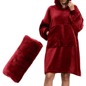 Bluzair Bluza Oversize z Kapturem dla Kobiet Bordo