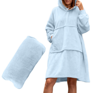 Bluzair Bluza Oversize z Kapturem dla Kobiet Błękitna