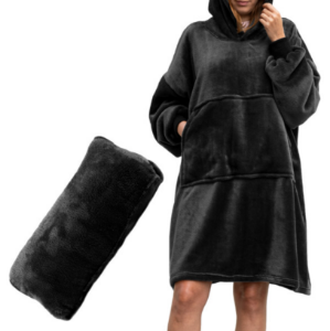 Bluzair damska bluza koc z kapturem w rozmiarze oversize kolor czarny