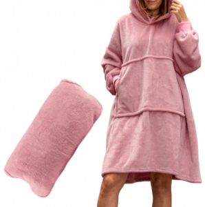 Praktyczna Bluzair Cieplutka Bluza Oversize dla kobiet z ciepłego i miłego w dotyku polaru Różowa