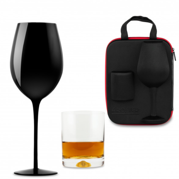 Etui dla Pary z kieliszkiem i szklanką Froster Black