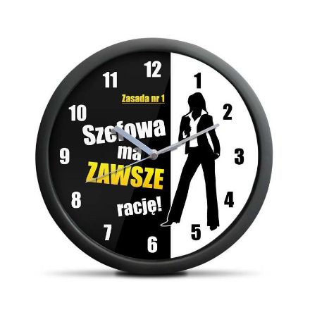 Zegar szefowej wersja polska prezent dla niej Zegar szefowej wersja polska prezent dla niej