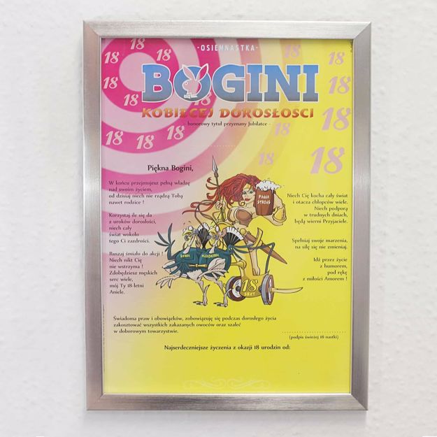 Certyfikat Boginii 18-latki prezent dla niej 
