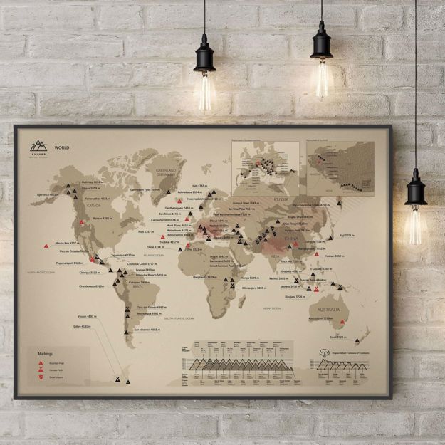 Mapa Zdrapka – Szczyty Świata prezent dla mężczyzny 