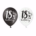 Balony na 18 Urodziny - Czarno Białe z Kieliszkiem OZDOBY NA 18 WARSZAWA SKLEP 