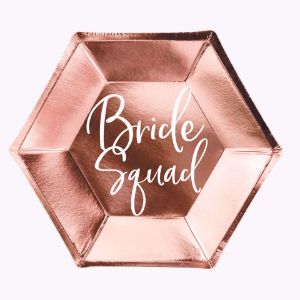 Talerzyki – Bride Squad – Różowo-Złote prezent na wieczór panieński 