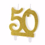 Świeczka Urodzinowa 50 dodatki na urodziny do tortu ozdoby