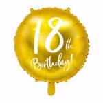  Złoty Balon Foliowy 18 dekoracje na impreze 18 balony z helem
