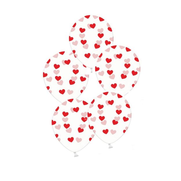 Balony – Przezroczyste w Czerwone Serduszka dekoracje na ślub