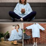 Bluzair damska bluza oversize z kapturem hoodie blanket jasno niebieska sklep warszawa