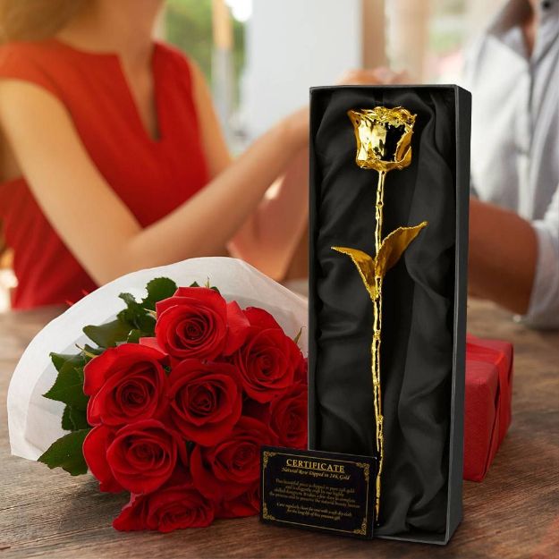 Złota Róża pokryta 24 karatowym złotem z Certyfikatem