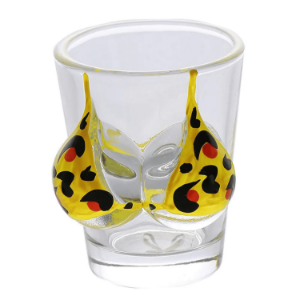 szklanka 3D z malowanym żółtym wzorem bikini 