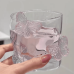 szklanka kryształowa z motylami różowymi 250 ml