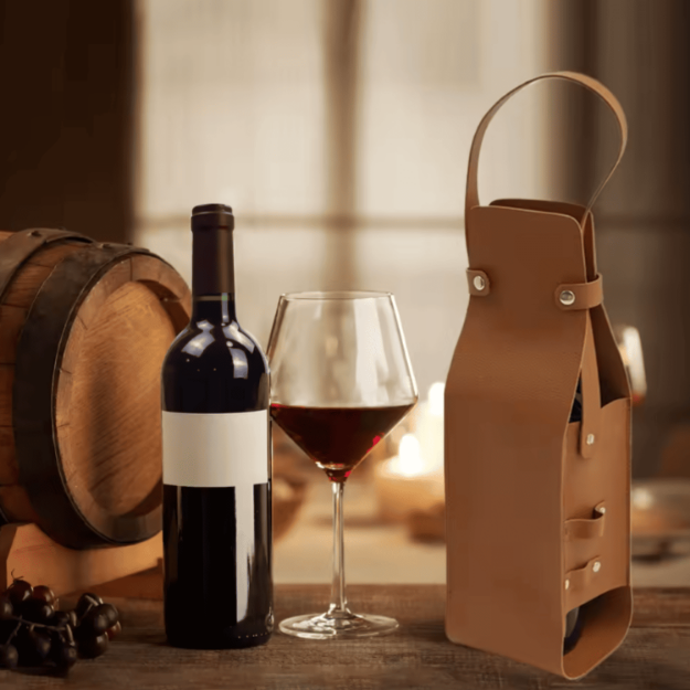 torba skórzana na wino brązowa