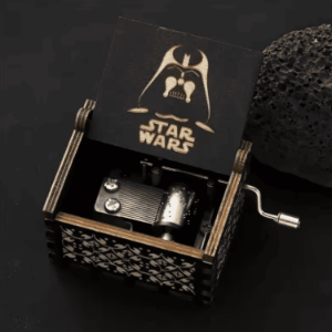 drewniana pozytywka star wars z korbką