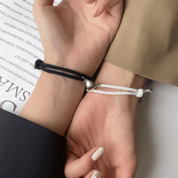 bransoletki pary z serduszkiem magnetycznym