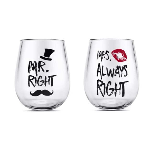 zestaw szklanek mrs always right i mr right