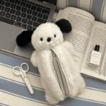 piórnik pluszowy piesek biały kawaii