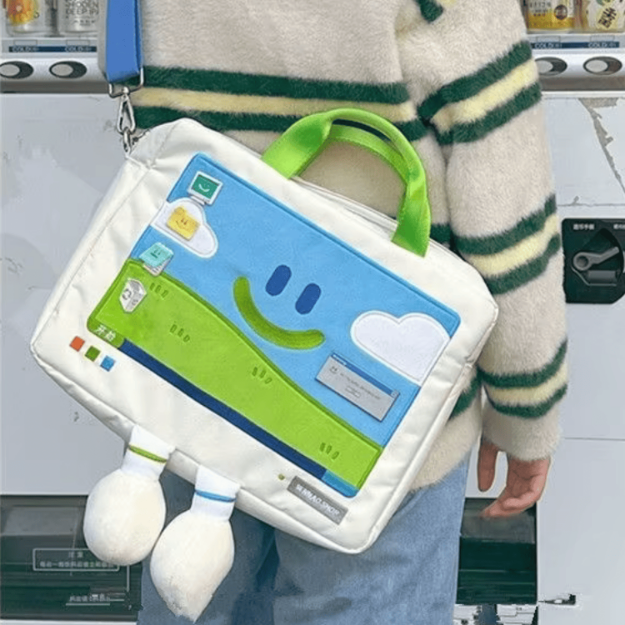 Torba laptop retro windows uśmiechnięta buźka haftowana