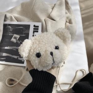 Torebka pluszowa miś mini biała