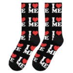 Skarpetki unisex I Love Me czarne białe one size