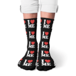 Skarpetki unisex I Love Me czarne białe one size