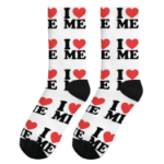 Skarpetki unisex I Love Me czarne białe one size