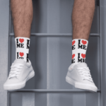 Skarpetki unisex I Love Me czarne białe one size