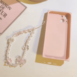 Smycz do telefonu różowa akrylowa kwiat motyl miś