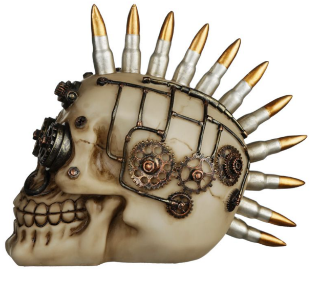 Figurka czaszka Steam Punk irokez z naboi