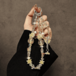 Smycz do telefonu kryształowa kwiatowa żółta 30 cm