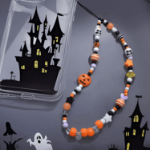 Smycz Halloween dynia czaszka koralikowa 40 cm