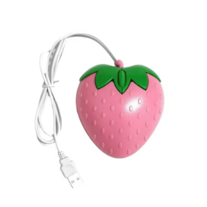 Mysz komputerowa 3D truskawka przewodowa różowa