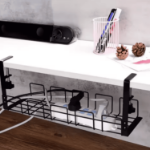 Organizer kabli metalowy pod biurko 40×15 cm czarny