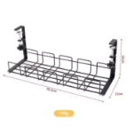 Organizer kabli metalowy pod biurko 40×15 cm czarny