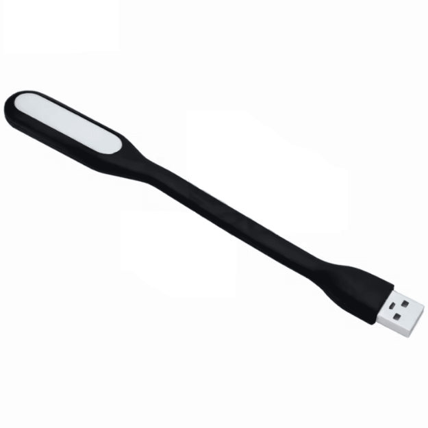 Mini lampka LED USB elastyczna czarna – lampka do laptopa i biura
