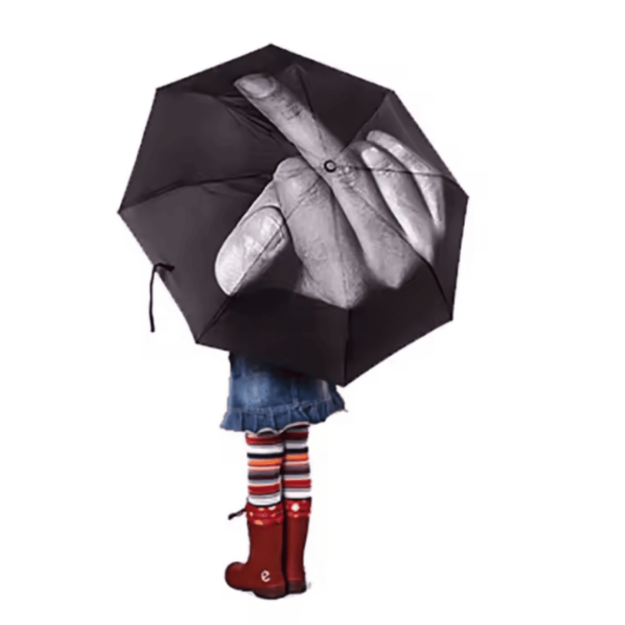 Parasol z nadrukiem środkowego palca – czarny parasol składany