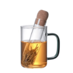 Szklany zaparzacz do herbaty z korkiem – minimalistyczny infuser borokrzemowy
