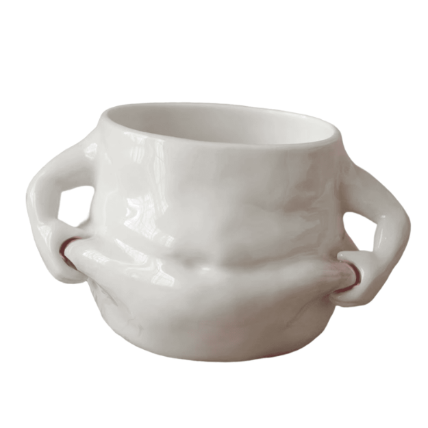 Kubek brzuch z rękami – ceramiczny kubek 350 ml w kształcie torsu