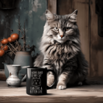 Kubek I work hard so my cat 350 ml czarny prezent dla kociarza