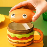 Kubek hamburger 350 ml ceramiczny z pokrywką prezent
