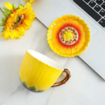 Kubek słonecznik 360 ml ceramiczny z pokrywką prezent