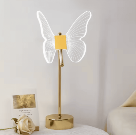 Lampka LED motyl 38 cm złota akrylowa 3 barwy Lampka LED motyl 38 cm złota akrylowa 3 barwy USB