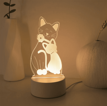 Lampka LED kot 3D akrylowa 21 cm USB nocna  Lampka LED kot 3D akrylowa 21 cm USB nocna dla dzieci