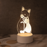 Lampka LED kot 3D akrylowa 21 cm USB nocna dla dzieci