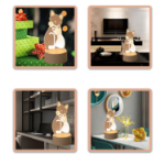 Lampka LED kot 3D akrylowa 21 cm USB nocna dla dzieci