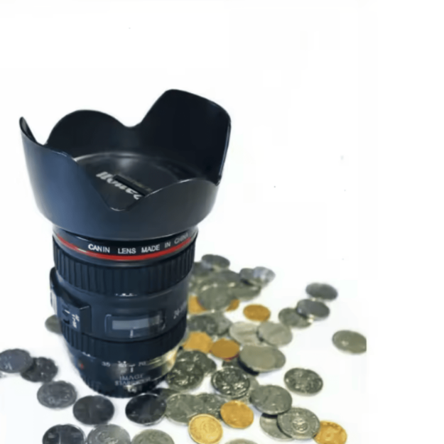 Skarbonka obiektyw aparatu fotograficznego prezent 