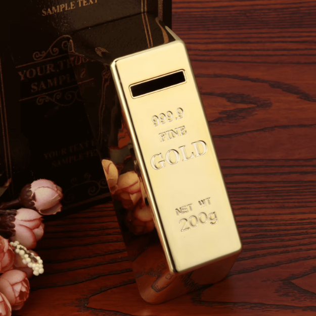 Skarbonka sztabka złota plastikowa 14 cm prezent