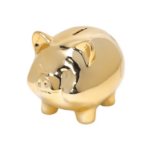 Skarbonka świnka złota ceramiczna 14 cm 