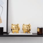 Skarbonka świnka złota ceramiczna 14 cm 